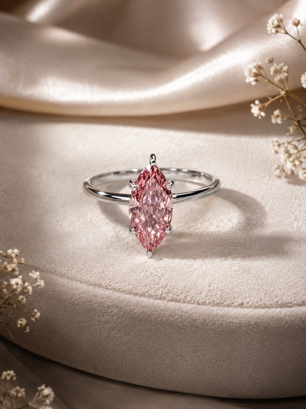 PINK DIAMOND 14K WHITE GOLD RING